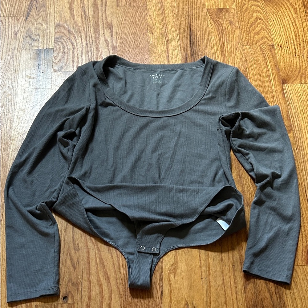 American Apparel Charcoal Long Sleeve Bodysuit
